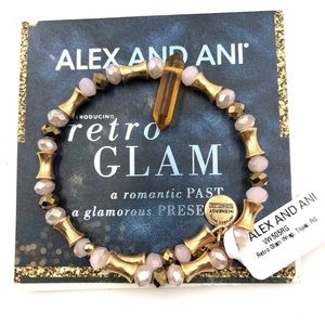 ALEX AND ANI RETRO GLAM BANGLE TOPAZ/ROSE GOLD